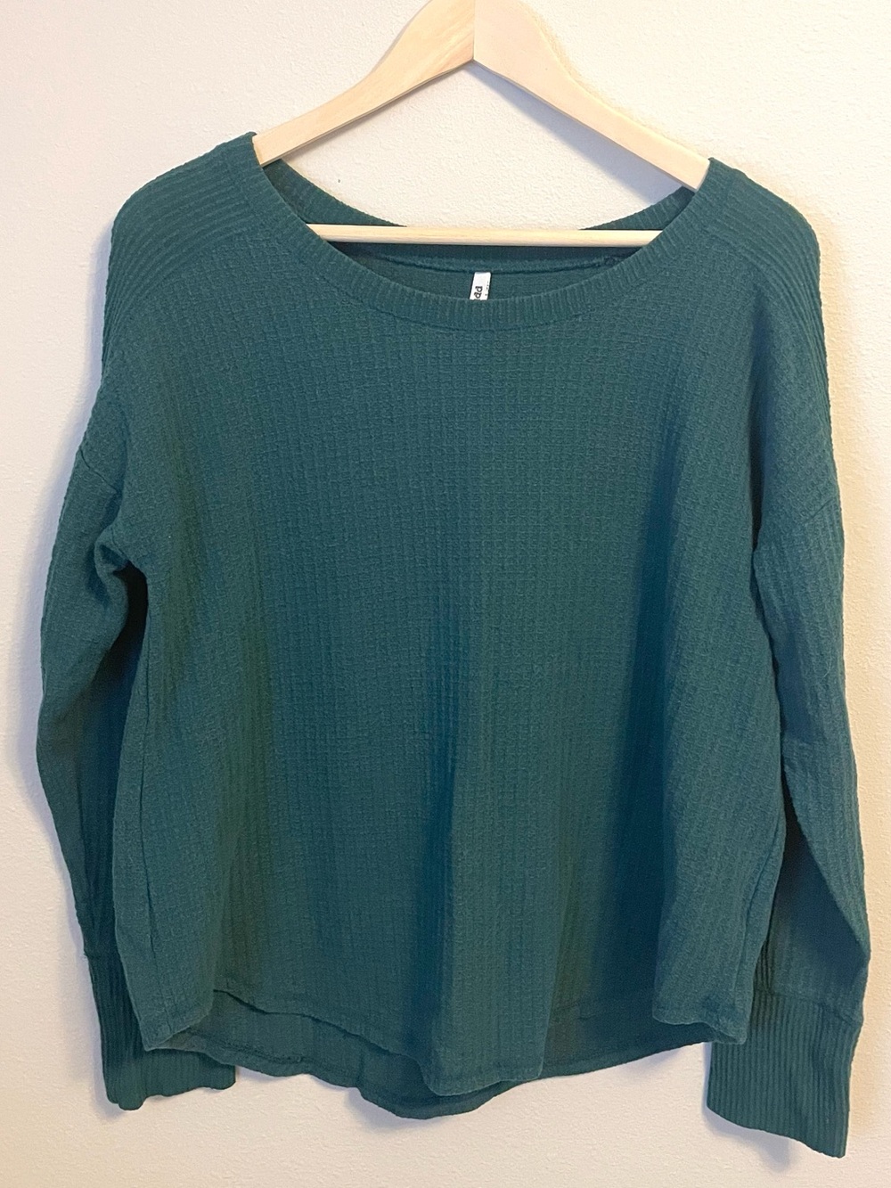 Mudd Teal Waffle Knit Crewneck Sweater - Cozy Cottagecore Essential - Size M